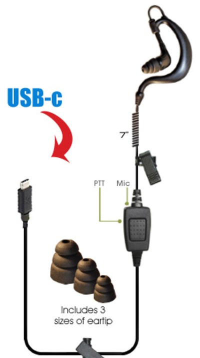 Single-Wire PTT Earpiece (USB-C)
